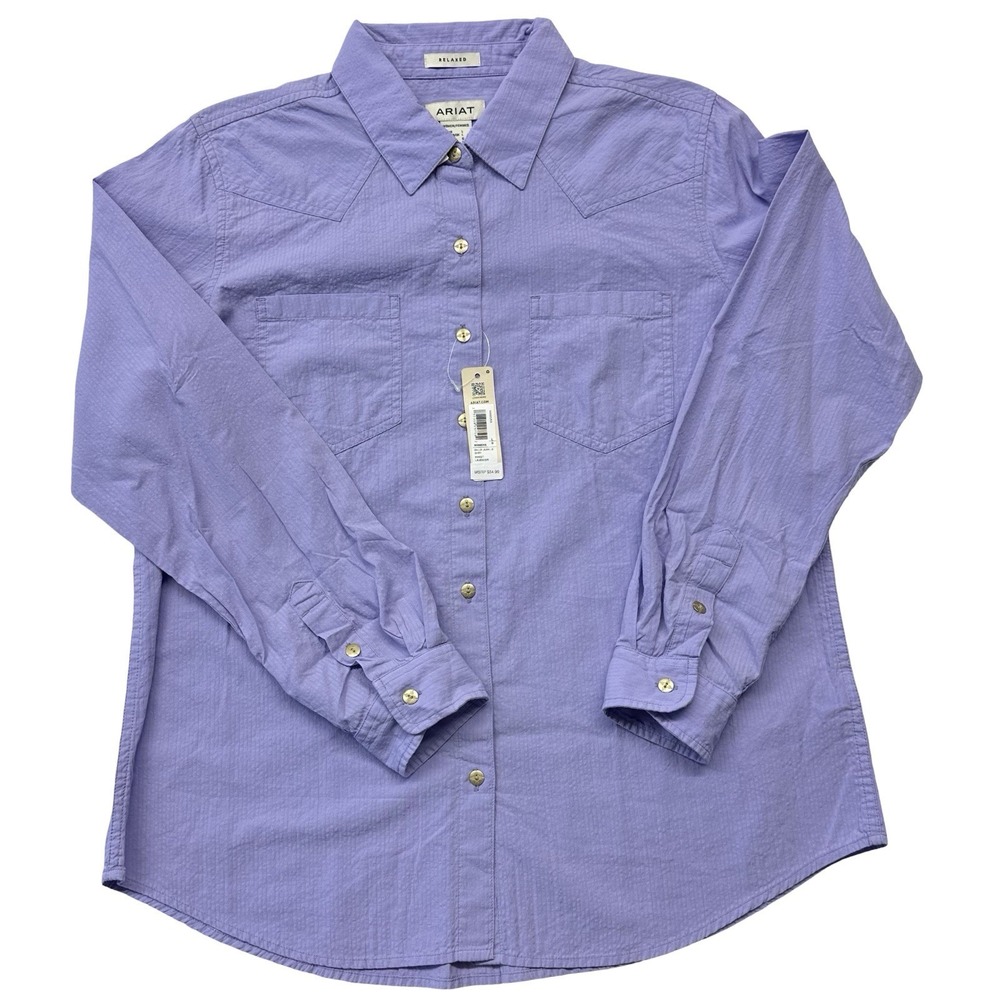 Ariat Real Billie Jean Long Sleeve Shirt Women's Size Medium Lavender Purple Top